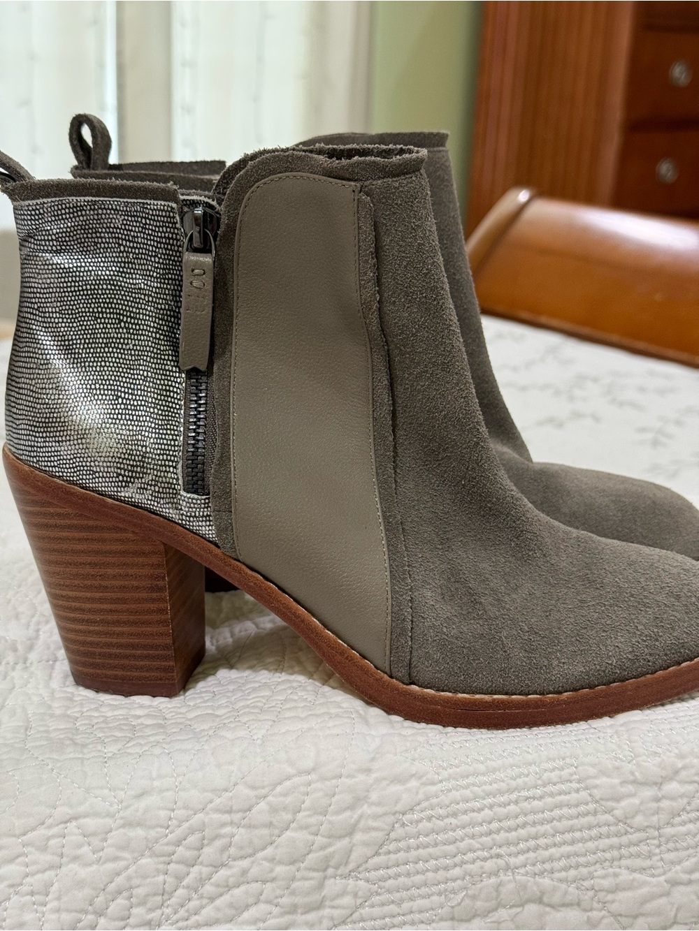 Matt Bernson Gray Suede Ankle Boot with Metallic Back